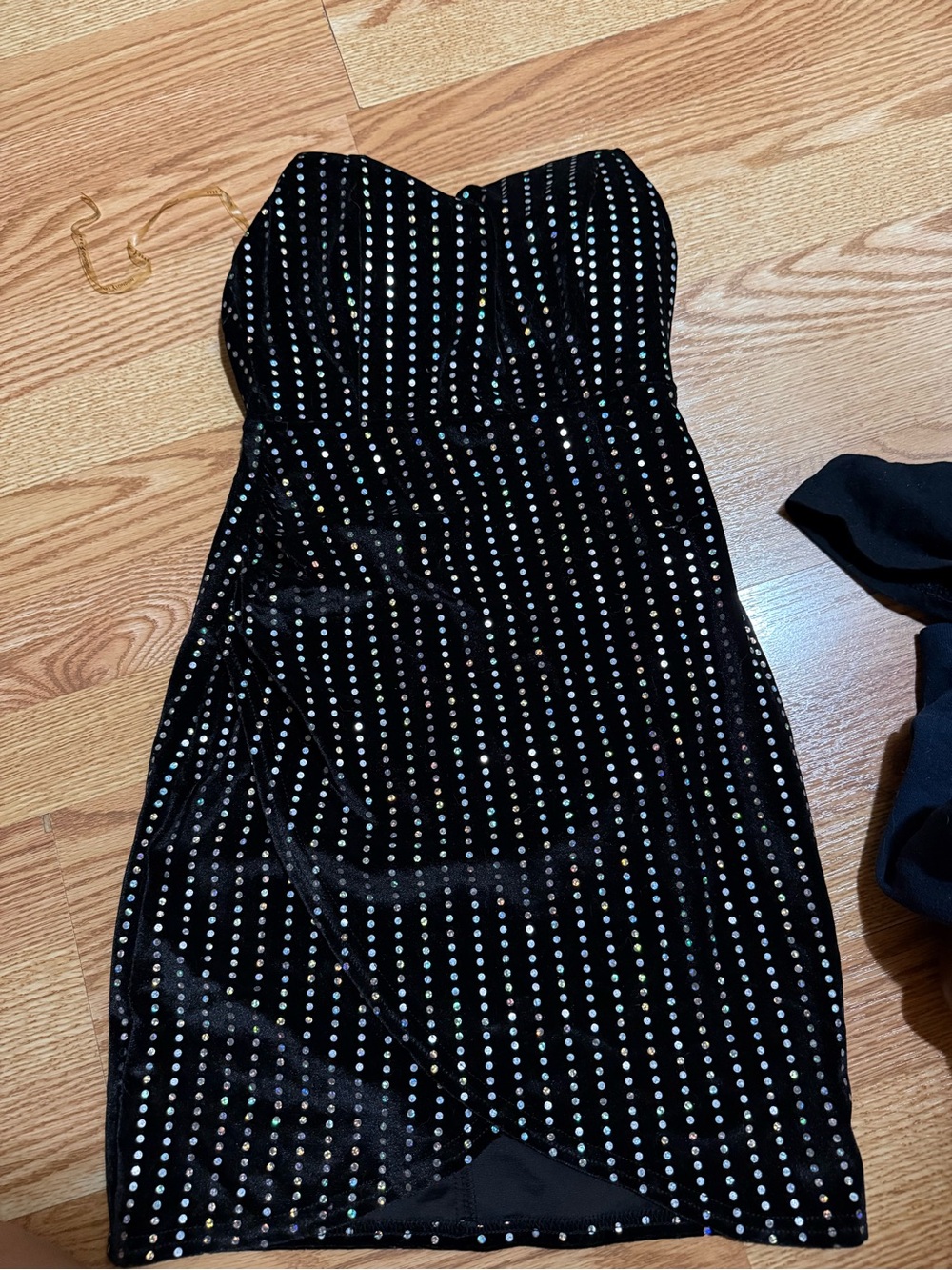 Rare London Black Strapless Sequin Bodycon Dress